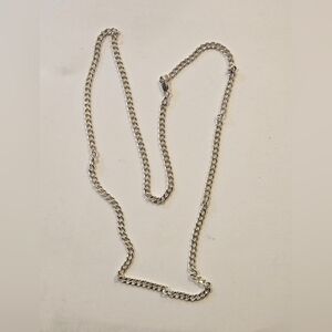 Vintage HAN Italy Sterling Silver Curb Link Chain Necklace 24"
